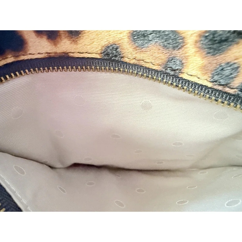 J Crew Leopard‎ Print Calf Hair Pouch Clutch Bag Cheetah Animal Print Handbag